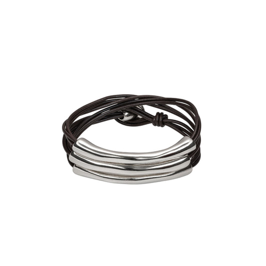 UNOde50 Not To Be Women's Three Strand Leather Bracelet in Metal