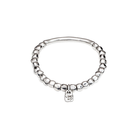 UNOde50 Journey Unisex Tubular Piece Beaded Stretch Bracelet in Metal