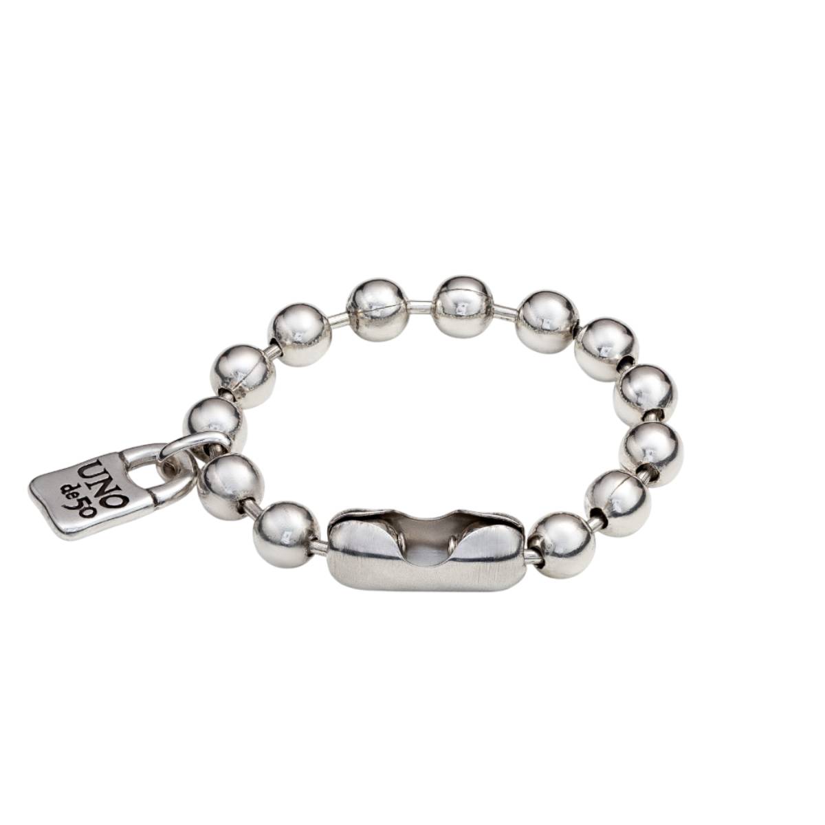 UNOde50 Snowflake Unisex Padlock Charm Beaded Bracelet in Metal