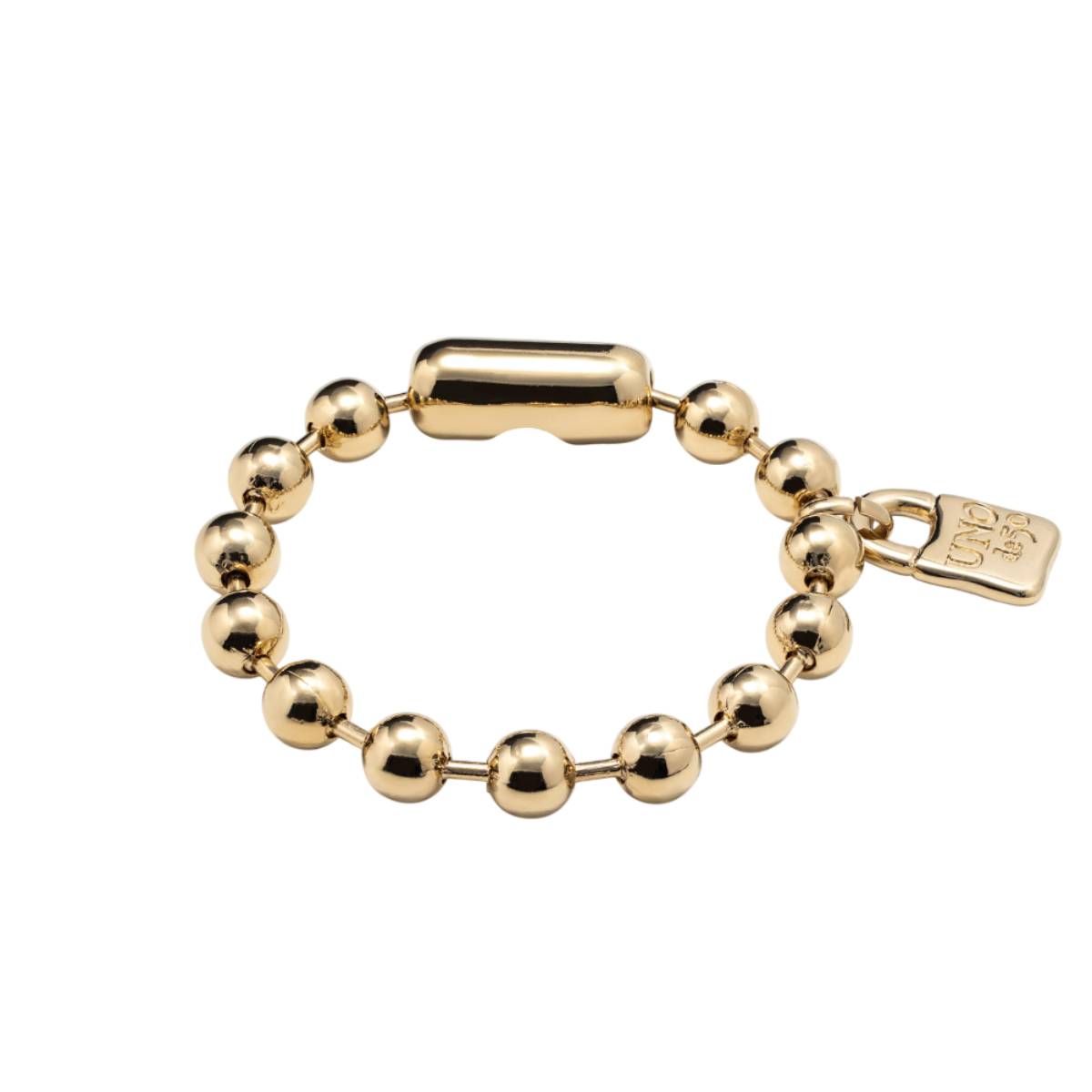 UNOde50 Snowflake Unisex Padlock Charm Beaded Bracelet in Metal