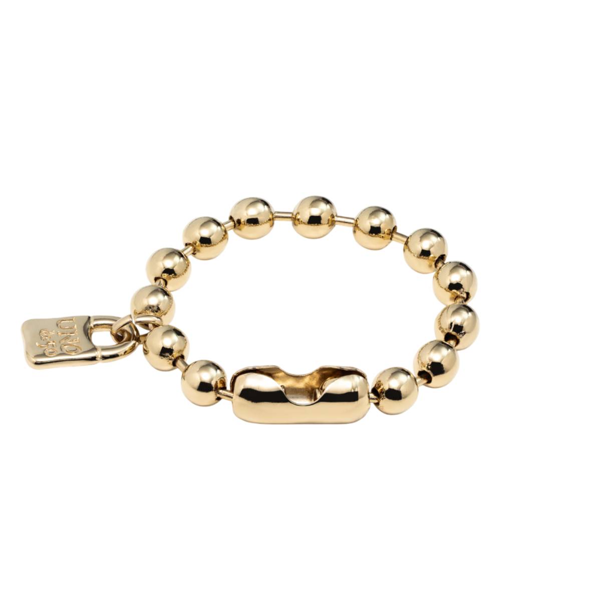 UNOde50 Snowflake Unisex Padlock Charm Beaded Bracelet in Metal