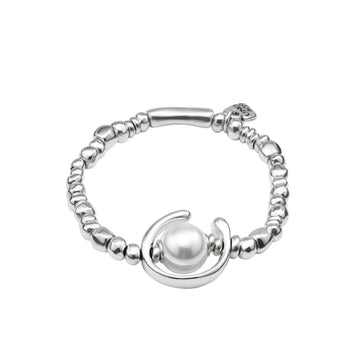 UNOde50 Another Round, Oh Oh Oh...! Women's White Pearl Shell Bracelet in Sterling Silver-Plating over Metal