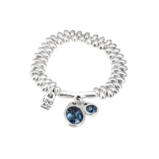 UNOde50 Eclipse Women's 6.1" Blue Faceted Crystal Bracelet in Sterling Silver-Plating over Metal