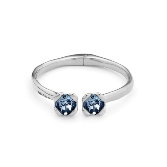 UNOde50 Charismatic Women's 7" Blue Faceted Crystal Bangle Bracelet in Sterling Silver-Plating over Metal Alloy