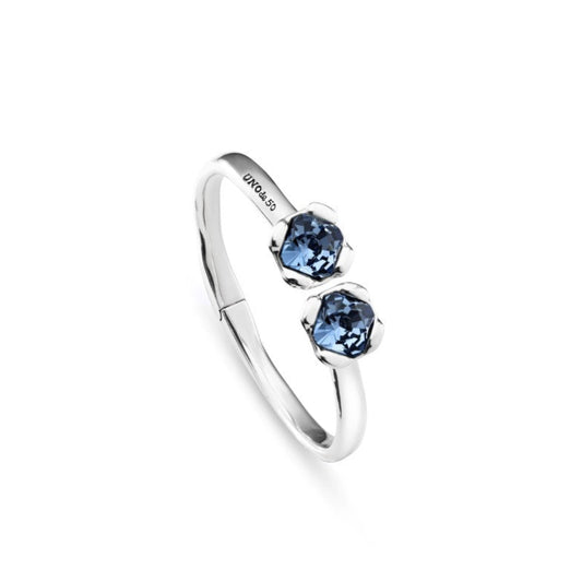 UNOde50 Charismatic Women's 7" Blue Faceted Crystal Bangle Bracelet in Sterling Silver-Plating over Metal Alloy