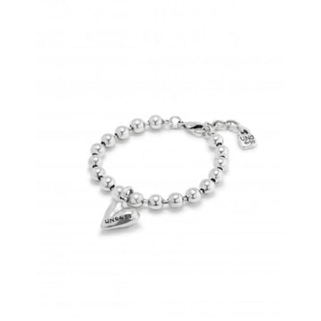 UNOde50 Women's 7" Cupido Beads Heart Bracelet in Sterling Silver-Plating over Metal Alloy