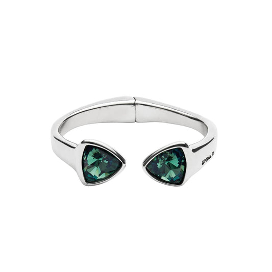 UNOde50 Ser Camaleonica Woman's Two Green Crystals Bangle Bracelet in Sterling Silver-Plating over Metal