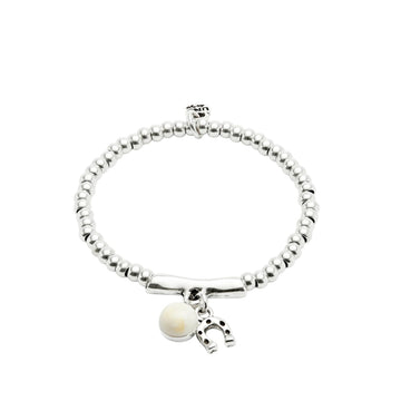 UNOde50 Ser Fascinante Women's White Murano Glass Beads Bracelet with Horseshoe in Sterling Silver-Plating over Metal Alloy