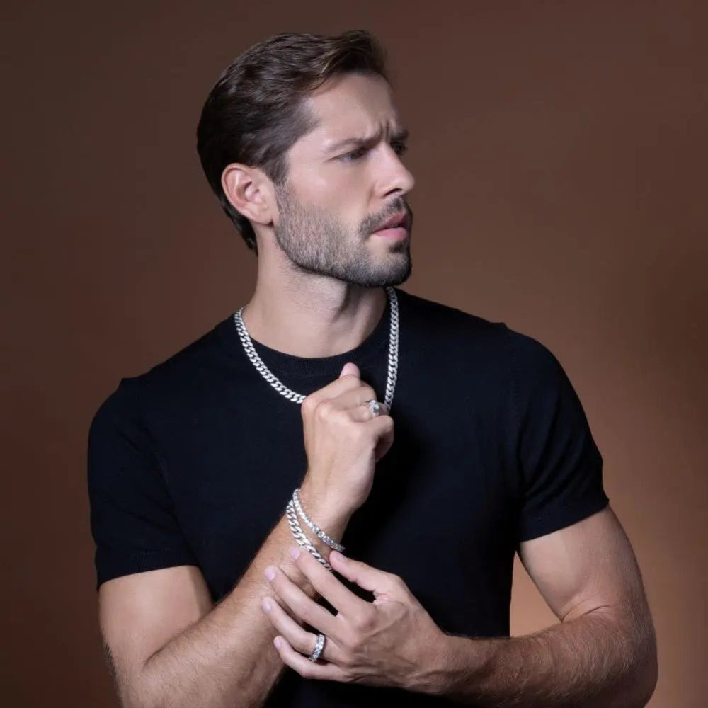 Anna Zuckerman Olivia 65 Unisex 8" 3 ct. Diamond Crystalline Mini Havana Cuban Link Bracelet in Platinum-Plating over 925 Sterling Silver