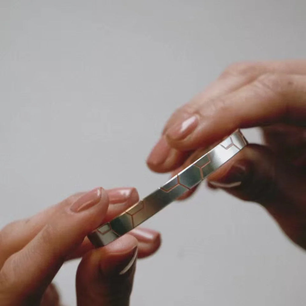 Metal Alchemist Honeycomb Bonded Cuff In 14K Gold Plated Over 925 Sterling Silver