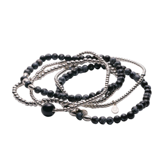 Metal Alchemist Black Onyx Stackable Bracelet