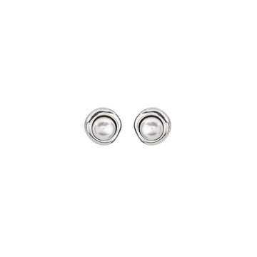 UNOde50 Women's Ego White Crystal Pearl Stud Earrings in Sterling Silver-Plating over Metal