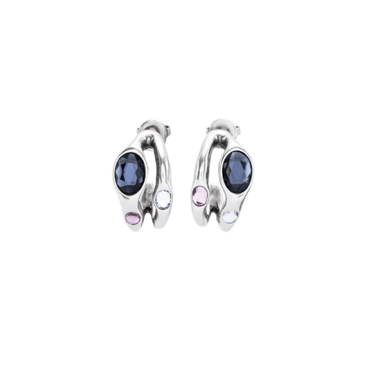 UNOde50 Women's Crystal Hoop Earrings in Sterling Silver-Plating over Metal Alloy