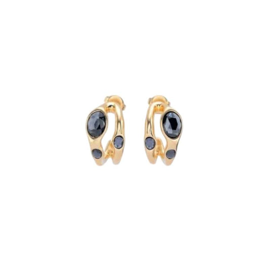 UNOde50 Women's Crystal Hoop Earrings in 18K Gold-Plating over Metal Alloy