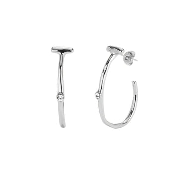 UNOde50 Ser Indomable Women's White Topaz Hoop Earrings in Metal