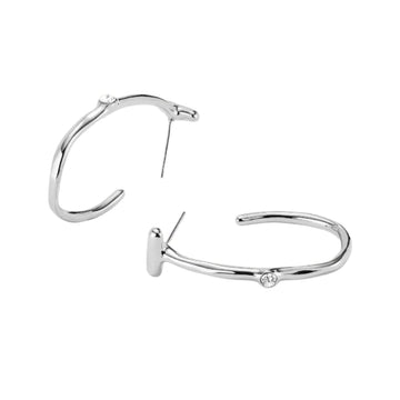 UNOde50 Ser Indomable Women's White Topaz Hoop Earrings in Metal