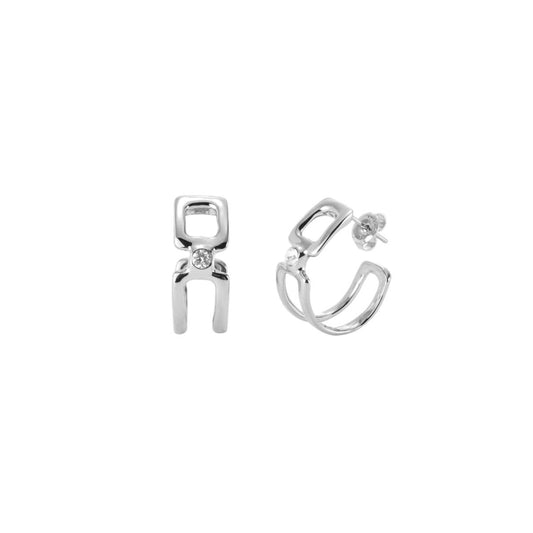 UNOde50 Ser Indomable Women's White Topaz Hoop Earrings in Metal