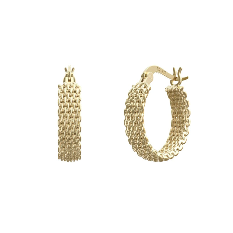 Metal Alchemist Woven Armor Hoop Earring in 925 Sterling Silver