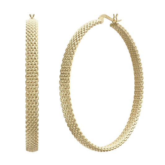 Metal Alchemist Woven Armor Hoop Earring in 925 Sterling Silver