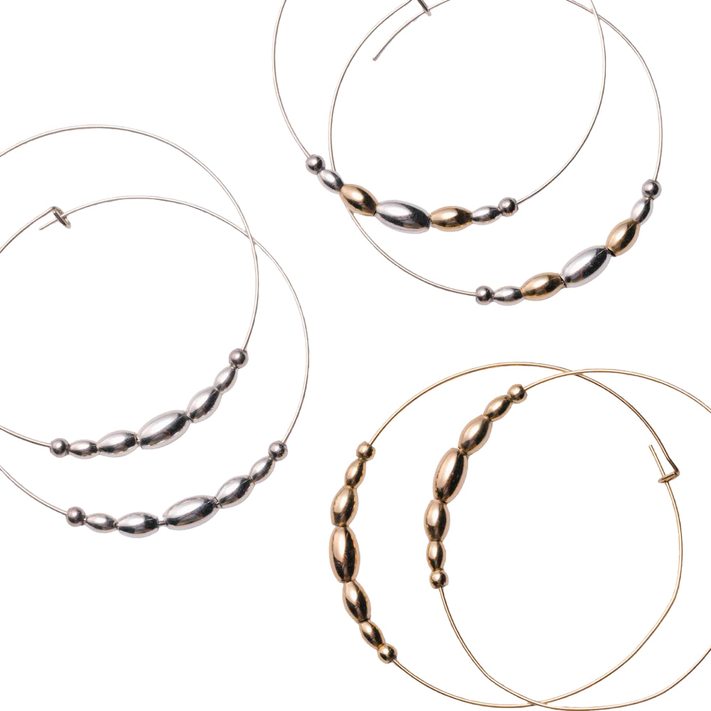 Metal Alchemist Alchemy Beaded Hoops Earrings