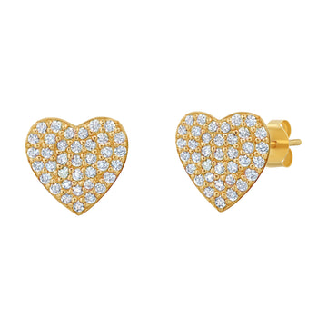 Crislu Women's 0.4 ct. Cubic Zirconia Pave Heart Stud Earrings in 925 Sterling Silver