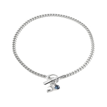 UNOde50 Charismatic Women's Pearl and Blue Faceted Crystal Choker in Sterling Silver-Plating over Metal