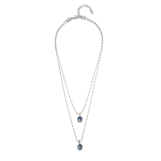 UNOde50 Charismatic Women's Blue Faceted Crystal Long Pendant Necklace in Sterling Silver-Plating over Metal
