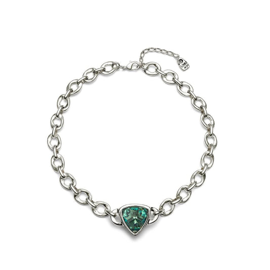 UNOde50 Unisex Ser Camaleonica Green Faceted Crystal Necklace in Sterling Silver-Plating over Metal Alloy