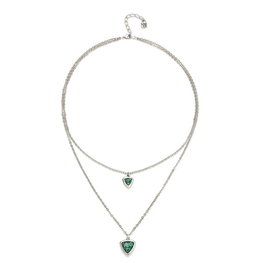 UNOde50 Ser Camaleonica Women's Green Crystal Multi-layer Necklace in Sterling Silver- Plating over Metal