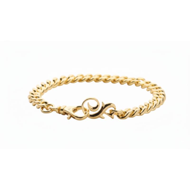 14K Love Child Men's Cuban Chain Bracelet In Gold Plated Over 925 Sterling Silver