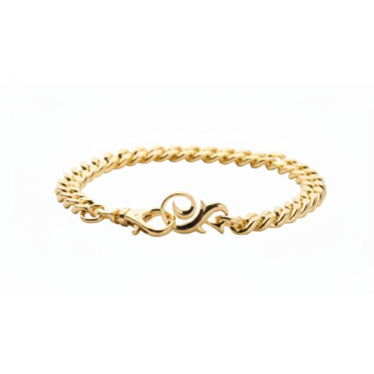 14K Love Child Men's Cuban Chain Bracelet In Gold Plated Over 925 Sterling Silver