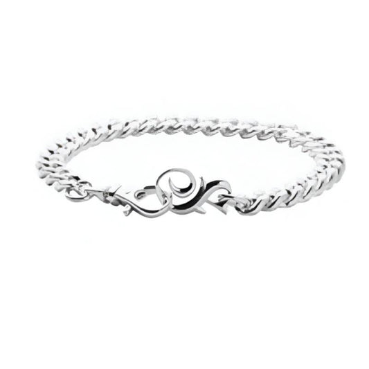 14K Love Child Men's 8" Cuban Chain Bracelet In 925 Sterling Silver