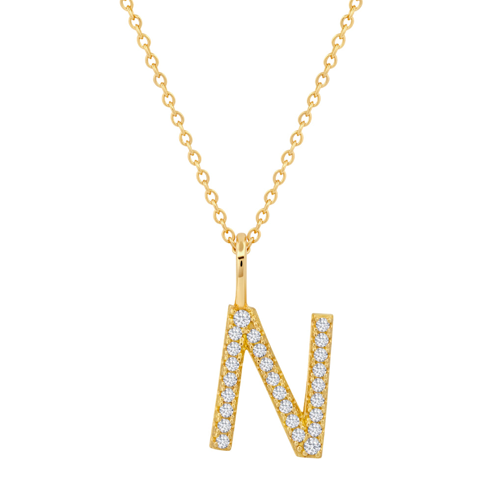 Crislu Letter 18" 0.115 ct. Cubic Zirconia Initial Pendant Necklace in 925 Sterling Silver