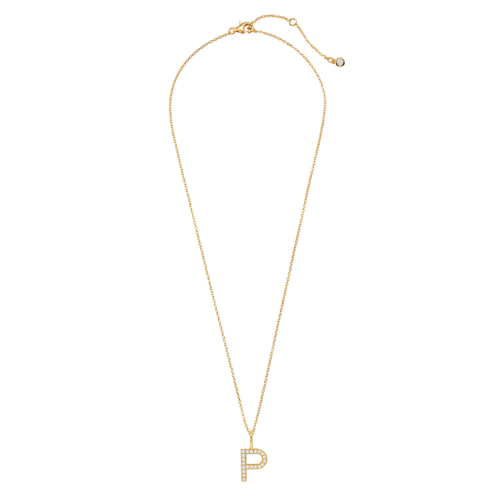 Crislu Letter 18" 0.115 ct. Cubic Zirconia Initial Pendant Necklace in 925 Sterling Silver