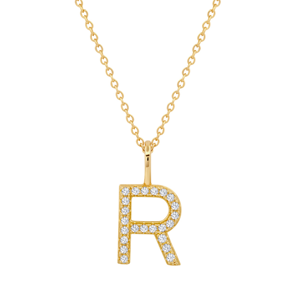 Crislu Letter 18" 0.115 ct. Cubic Zirconia Initial Pendant Necklace in 925 Sterling Silver