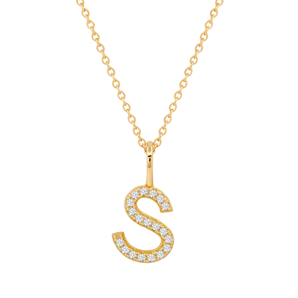 Crislu Letter 18" 0.115 ct. Cubic Zirconia Initial Pendant Necklace in 925 Sterling Silver
