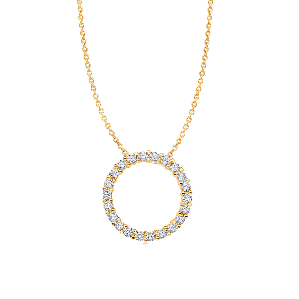 Crislu Women's 18" 0.32 ct. Cubic Zirconia Pave Open Circle Necklace in 18K Yellow Gold Plated 925 Sterling Silver
