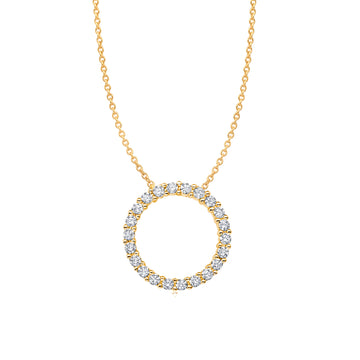Collar de mujer Crislu con círculo abierto de 18" y 0,32 ct con pavé de circonitas cúbicas en plata de ley 925 bañada en oro amarillo de 18 quilates