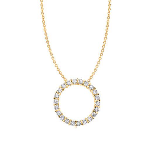 Crislu Women's 18" 0.32 ct. Cubic Zirconia Pave Open Circle Necklace in 18K Yellow Gold Plated 925 Sterling Silver