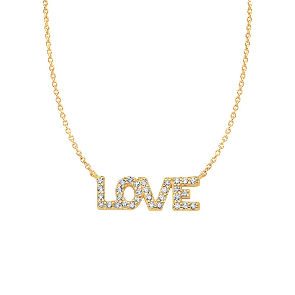 Crislu Women's 18" 0.16 ct. Cubic Zirconia Pave Love Necklace in 925 Sterling Silver