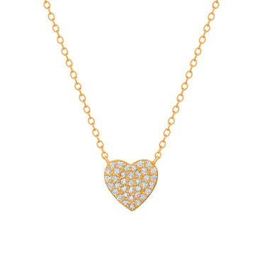 Crislu Women's 18" Pave Heart Necklace in 925 Sterling Silver