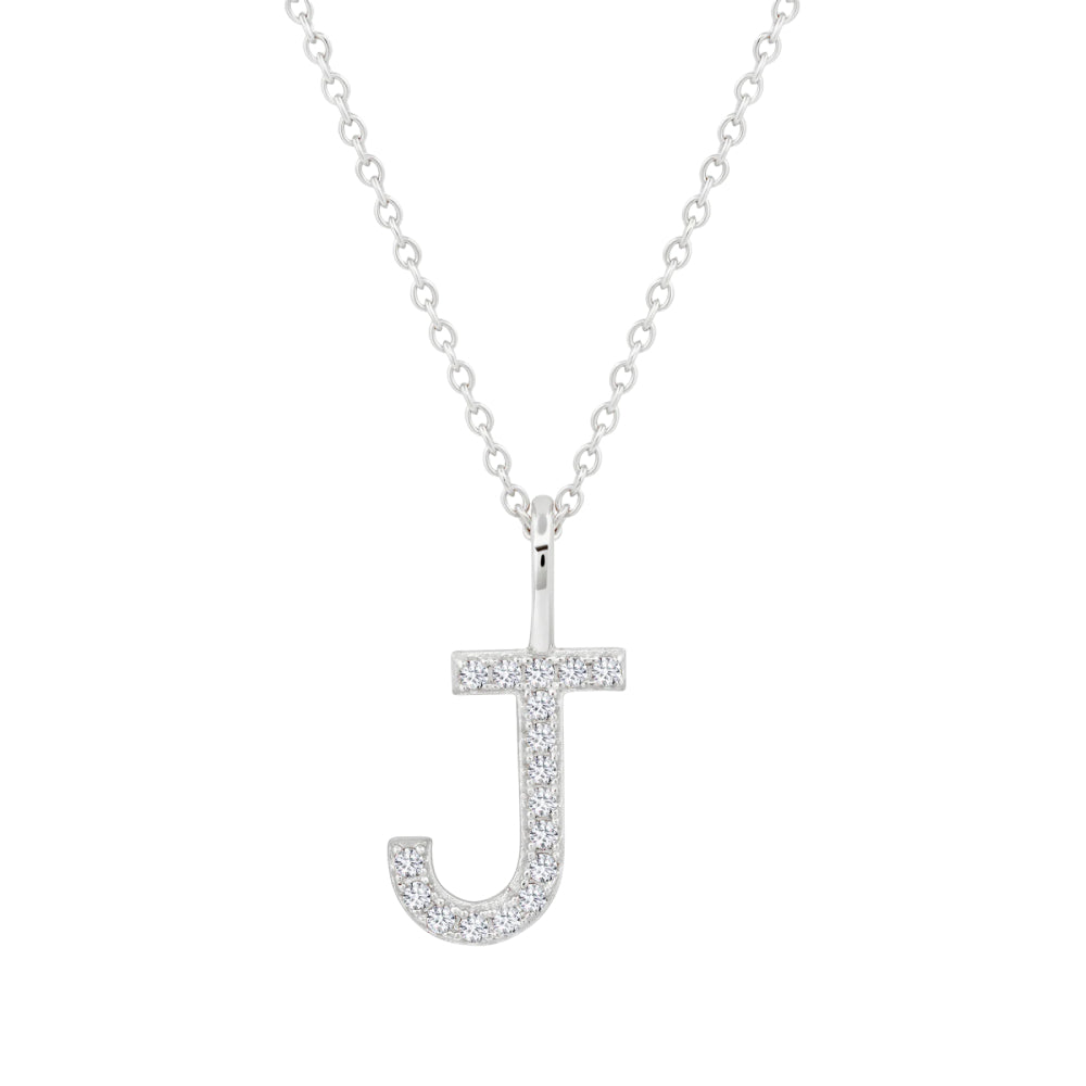 Crislu Letter 18" 0.115 ct. Cubic Zirconia Initial Pendant Necklace in 925 Sterling Silver