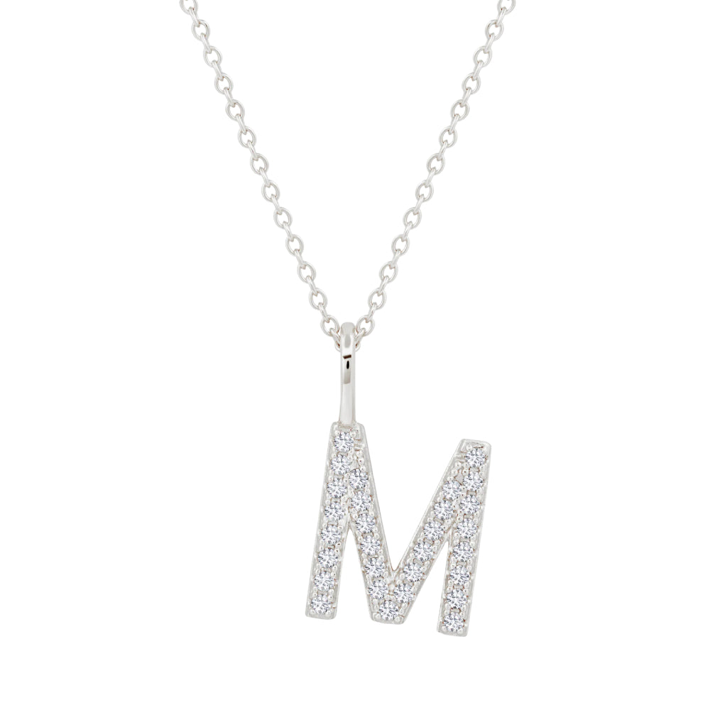 Crislu Letter 18" 0.115 ct. Cubic Zirconia Initial Pendant Necklace in 925 Sterling Silver