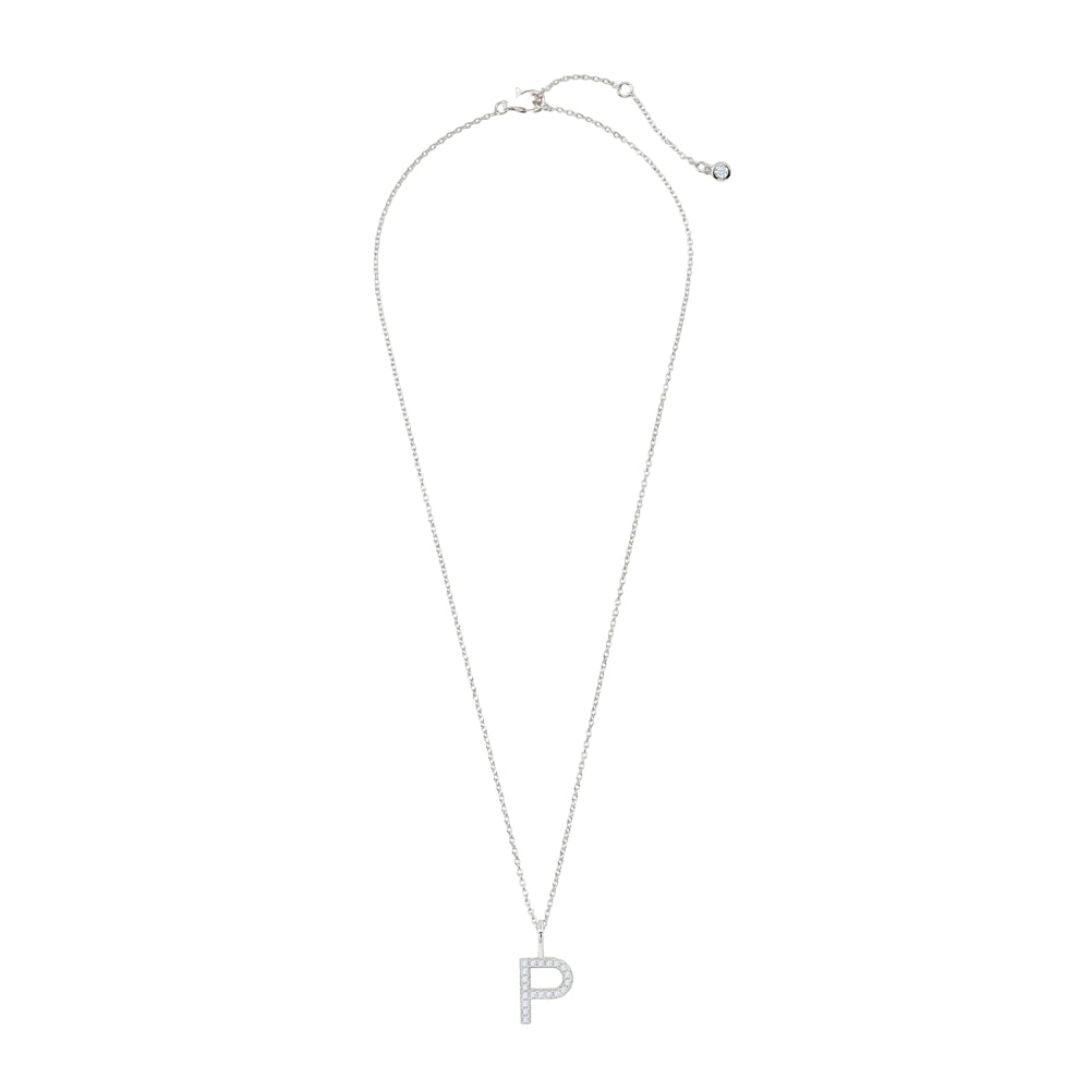 Crislu Letter 18" 0.115 ct. Cubic Zirconia Initial Pendant Necklace in 925 Sterling Silver