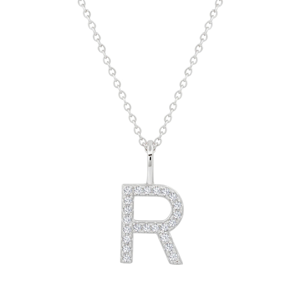 Crislu Letter 18" 0.115 ct. Cubic Zirconia Initial Pendant Necklace in 925 Sterling Silver