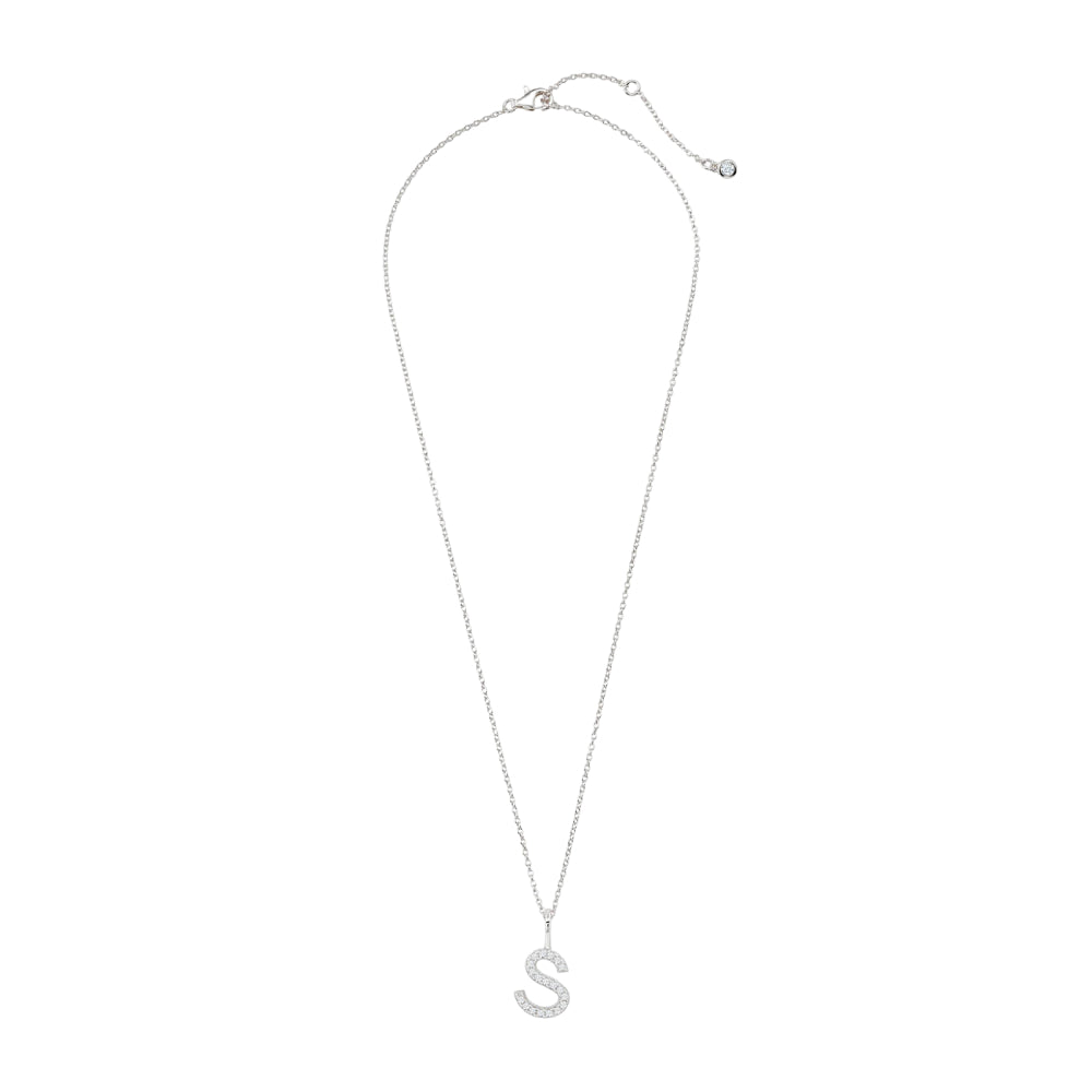 Crislu Letter 18" 0.115 ct. Cubic Zirconia Initial Pendant Necklace in 925 Sterling Silver