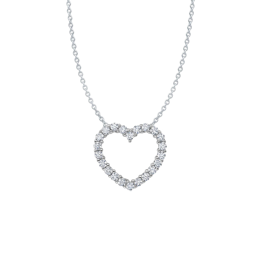 Crislu Women's 18" 0.33 ct. Cubic Zirconia Pave Heart Necklace in 925 Sterling Silver