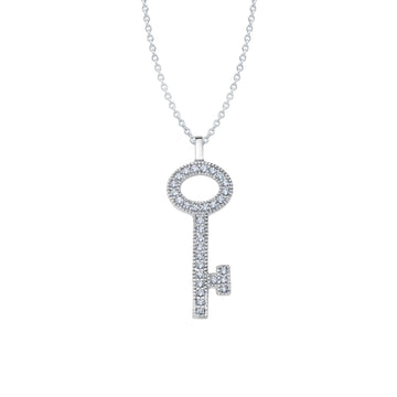 Collar con llave de Crislu para mujer de 18" con pavé de circonitas cúbicas de 0,16 ct en plata de ley 925 bañada en oro amarillo de 18 quilates
