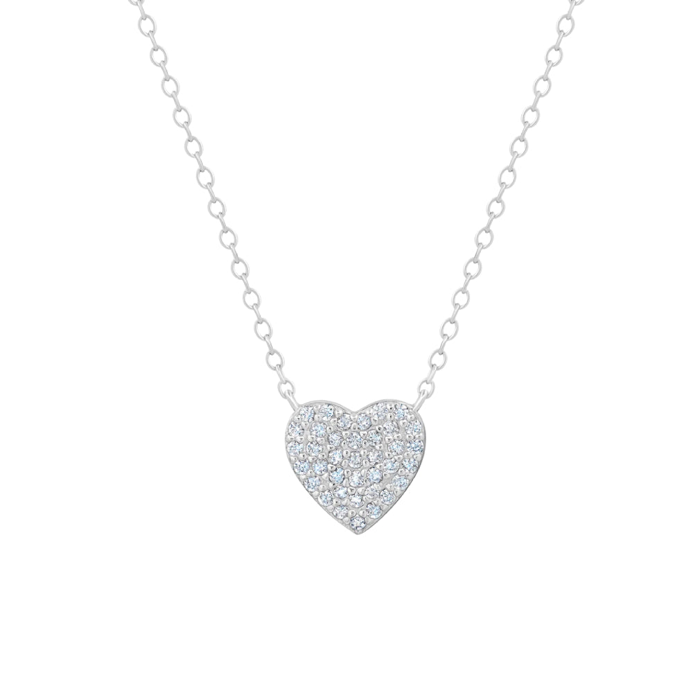 Crislu Women's 18" Pave Heart Necklace in 925 Sterling Silver
