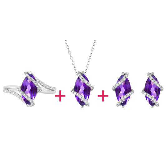 Sterling Silver Amethyst and White Topaz Set